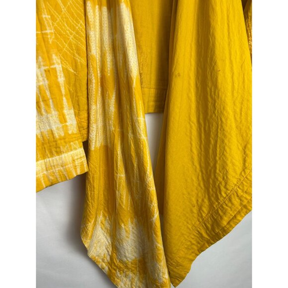 VTG ISSEY MIYAKE Scarf Tie-dye Long-sleeve shirt Small Cotton YLW/All-over patte - Picture 14 of 16